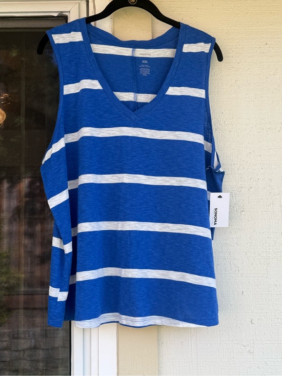 Sonoma Tops - Sonoma Royal Blue and White Striped V-Neck Tank